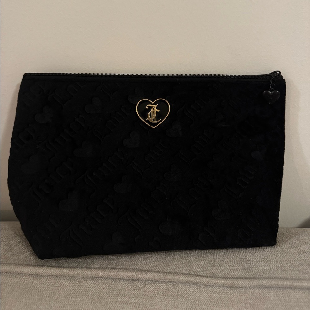 Juicy Couture Black Cosmetic Bag with Gold Heart Accent